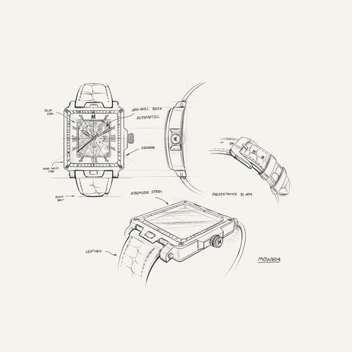 Montre Homme Montignac Automatique MOW604 en Cuir Noir Homme MONTIGNAC