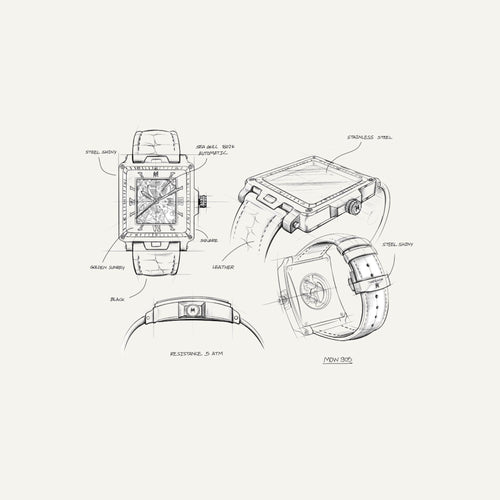 Montre Homme Montignac Automatique MOW905 en Cuir Noir Homme MONTIGNAC