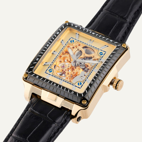 Montre Homme Montignac Automatique MOW905 en Cuir Noir Homme MONTIGNAC