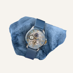 Montre Homme Montignac MOW1100 Milanais bleu glaçé Homme MONTIGNAC