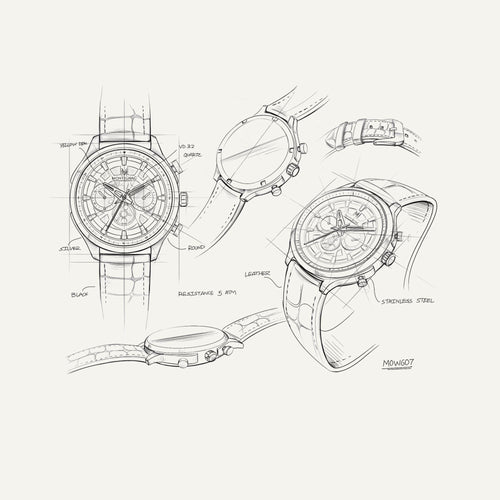 Montre Homme Montignac Quartz Cuir noir MOW607 Cadran vert Homme MONTIGNAC