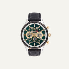 Montre Homme Montignac Quartz Cuir noir MOW607 Cadran vert Homme MONTIGNAC