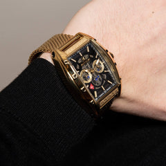 Montre Homme Montignac Quartz Milanais jaune MOW703 Tonneau Squelette Homme MONTIGNAC