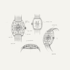 Montre Homme Montignac Quartz Milanais jaune MOW703 Tonneau Squelette Homme MONTIGNAC