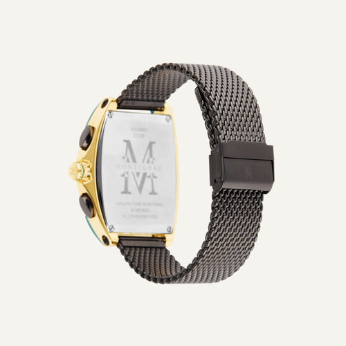 Montre Homme Montignac Quartz Milanais noir MOW801 Tonneau Vert Homme MONTIGNAC