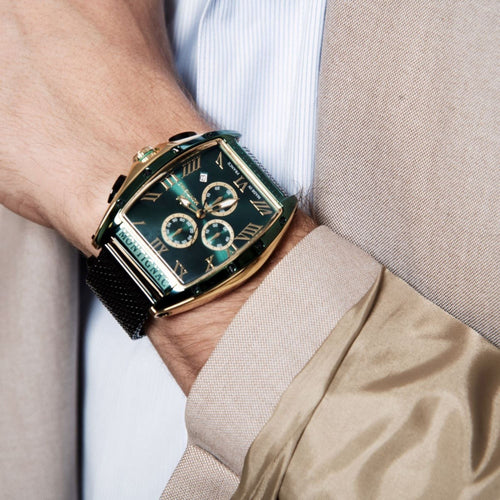 Montre Homme Montignac Quartz Milanais noir MOW801 Tonneau Vert Homme MONTIGNAC