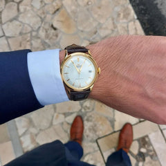 Montre Homme Orient Bambino RA-AC0M01S en Cuir Marron Homme Orient