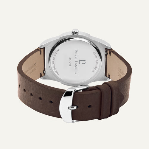 Montre Homme Pierre Lannier 213D164 CANDIDE Cadran Bleu Bracelet Cuir Brun Homme PIERRE LANNIER