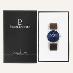 Montre Homme Pierre Lannier 213D164 CANDIDE Cadran Bleu Bracelet Cuir Brun Homme PIERRE LANNIER