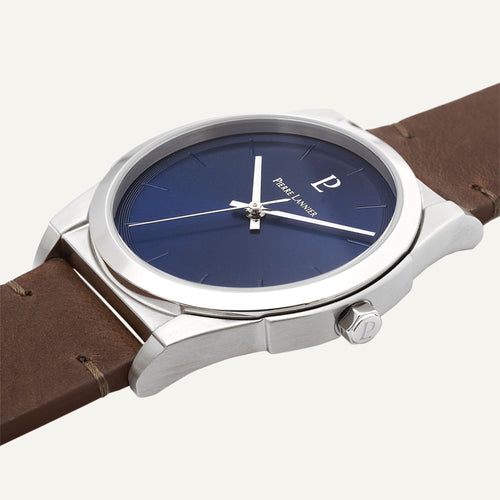 Montre Homme Pierre Lannier 213D164 CANDIDE Cadran Bleu Bracelet Cuir Brun Homme PIERRE LANNIER