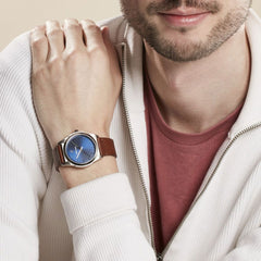 Montre Homme Pierre Lannier 213D164 CANDIDE Cadran Bleu Bracelet Cuir Brun Homme PIERRE LANNIER