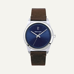 Montre Homme Pierre Lannier 213D164 CANDIDE Cadran Bleu Bracelet Cuir Brun Homme PIERRE LANNIER