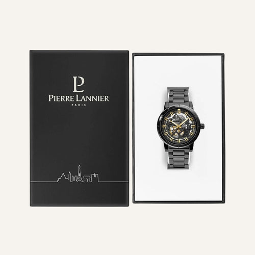 Montre Homme Pierre Lannier AUTOMATIC Cadran Noir Bracelet Acier Noir 325C439 Montres PIERRE LANNIER