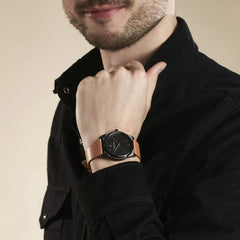 Montre Homme Pierre Lannier CANDIDE Cadran Noir Bracelet Cuir Camel Homme PIERRE LANNIER