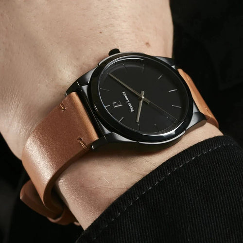 Montre Homme Pierre Lannier CANDIDE Cadran Noir Bracelet Cuir Camel Homme PIERRE LANNIER