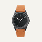 Montre Homme Pierre Lannier CANDIDE Cadran Noir Bracelet Cuir Camel Réf 214K434 Homme PIERRE LANNIER