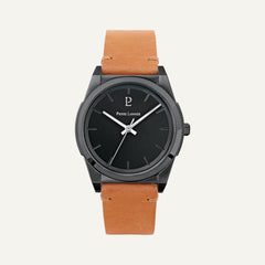 Montre Homme Pierre Lannier CANDIDE Cadran Noir Bracelet Cuir Camel Réf 214K434 Homme PIERRE LANNIER