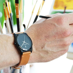 Montre Homme Pierre Lannier CANDIDE Cadran Noir Bracelet Cuir Camel Réf 214K434 Homme PIERRE LANNIER