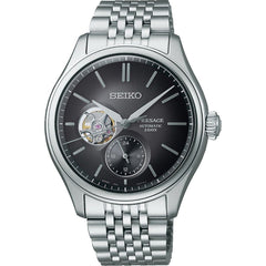 Montre homme Seiko Presage Classic Open Heart SPB471J1, cadran noir, boîtier en acier inoxydable – Automatique, design élégant Homme SEIKO