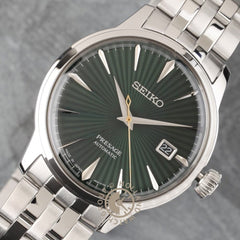 Montre homme Seiko Presage Cocktail « Mockingbird » SRPE15J1, cadran vert, boîtier en acier inoxydable – Automatique, design élégant Homme SEIKO