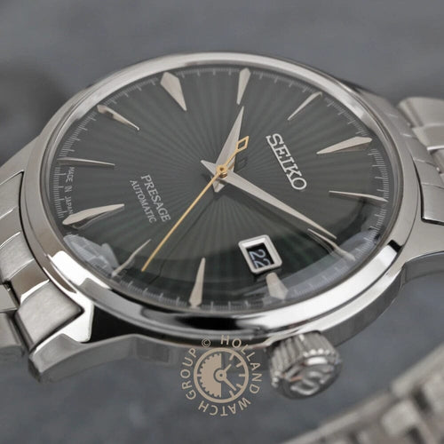 Montre homme Seiko Presage Cocktail « Mockingbird » SRPE15J1, cadran vert, boîtier en acier inoxydable – Automatique, design élégant Homme SEIKO
