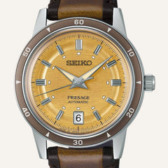 Montre Homme Seiko Presage SRPL75J1 Style 60’s en Acier, Cuir et Cadran Champagne Homme SEIKO