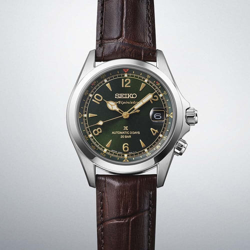 Montre homme Seiko Prospex Alpinist 2025 SPB507J1, cadran vert, bracelet cuir noir – Automatique, design aventure Homme SEIKO