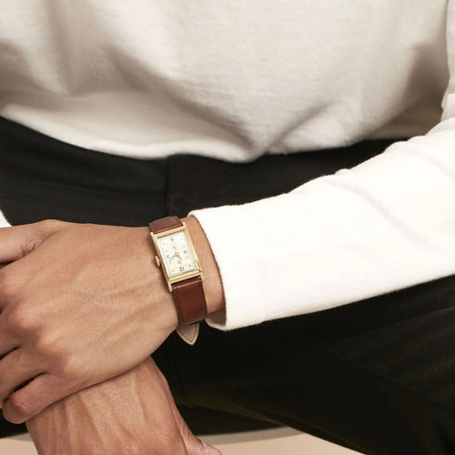 Montre LIP Churchill T18 671014 Bracelet Cuir en Acier Doré Homme LIP