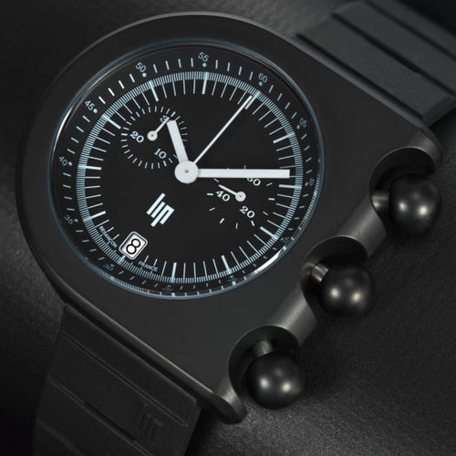 Montre LIP Mach 2000 Chrono 671661 en Caoutchouc Noir Homme Orient