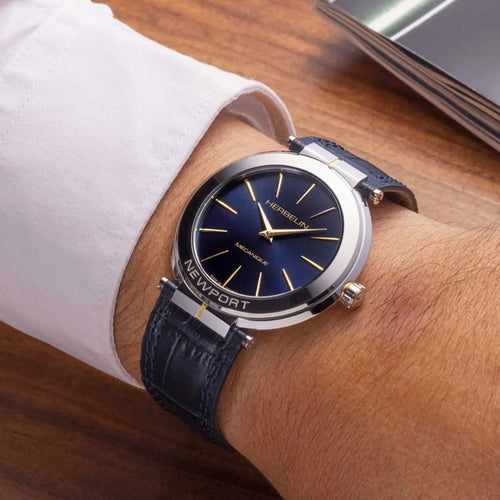 Montre Michel Herbelin Newport Homme 1222T15BL Slim automatic en Cuir Montres Michel Herbelin