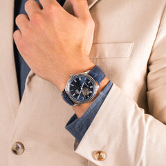 Montre Orient Homme Envoy Open Heart AG00004D en Cuir Bleu Homme Orient