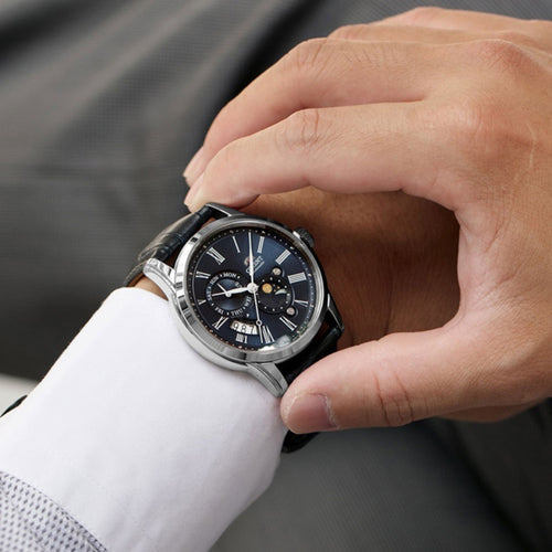 Montre Orient Homme Sun and Moon Blue RA-AK0011D en Cuir Homme Orient