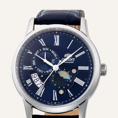 Montre Orient Homme Sun and Moon Blue RA-AK0011D en Cuir Homme Orient