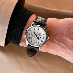 Montre Orient Homme Sun and Moon White RA-AK0008S en Cuir Noir Homme Orient