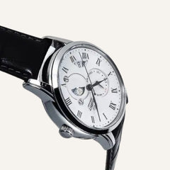 Montre Orient Homme Sun and Moon White RA-AK0008S en Cuir Noir Homme Orient