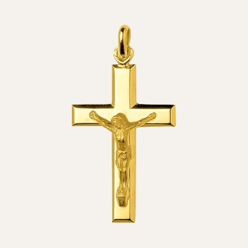 Pendentif Croix de Jesus Christ en Or jaune Carré Pendentifs Robez Masson
