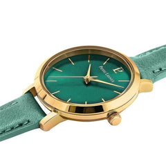 Pierre Lannier 038J577 Montre Femme CHOUQUETTE – Cadran Vert Soleil, Bracelet Cuir Vert, Quartz Femme Ocarat