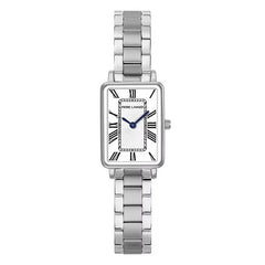 Pierre Lannier 051J601 | Montre Femme à Quartz – Boîtier Rectangulaire en Acier Inoxydable, Cadran Blanc Guilloché, Bracelet en Acier Argenté Femme PIERRE LANNIER