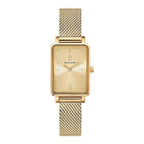 Pierre Lannier 057H542 | Montre Femme à Quartz – Boîtier Rectangulaire en Acier Inoxydable Doré PVD, Cadran Doré Soleillé, Bracelet Milanais en Acier Doré Femme PIERRE LANNIER