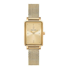 Pierre Lannier 057H542 | Montre Femme à Quartz – Boîtier Rectangulaire en Acier Inoxydable Doré PVD, Cadran Doré Soleillé, Bracelet Milanais en Acier Doré Femme PIERRE LANNIER