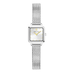 Pierre Lannier 058J621 | Montre Femme à Quartz – Boîtier Carré en Acier Inoxydable, Cadran Gris Soleillé, Bracelet Milanais en Acier Argenté Femme PIERRE LANNIER