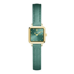 Pierre Lannier 059H577 | Montre Femme à Quartz – Boîtier Carré en Acier Inoxydable Doré PVD, Cadran Vert Soleillé, Bracelet en Cuir Vert Femme PIERRE LANNIER