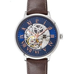 Pierre Lannier 322B164 Montre Homme Automatique Bracelet Cuir Marron Cadran Bleu – Élégance Intemporelle, Mécanisme Visible & Style Premium Homme Ocarat