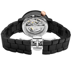 Pierre Lannier Australe 149K739 Montre Femme Automatique, Boîtier Rond 35 mm Noir & Or Rose, Cadran Cœur Ouvert Noir, Bracelet Acier Gris 14 mm, Miyota 8N24 Femme PIERRE LANNIER
