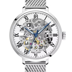 Pierre Lannier Automatic 137H601 Montre Femme Automatique, Boîtier Rond 35 mm, Cadran Squelette Gris, Bracelet Maille Milanaise Acier, Réserve de Marche 42 h, Étanche 5 ATM Femme PIERRE LANNIER