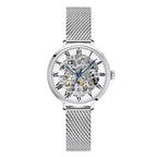 Pierre Lannier Automatic 137H601 Montre Femme Automatique, Boîtier Rond 35 mm, Cadran Squelette Gris, Bracelet Maille Milanaise Acier, Réserve de Marche 42 h, Étanche 5 ATM Femme PIERRE LANNIER