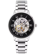 Pierre Lannier Automatic 317B131 Montre Automatique Homme, Boîtier Acier 42 mm, Cadran Squelette Noir, Bracelet Acier Argenté 20 mm Femme PIERRE LANNIER