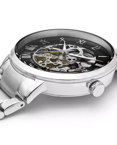 Pierre Lannier Automatic 317B131 Montre Automatique Homme, Boîtier Acier 42 mm, Cadran Squelette Noir, Bracelet Acier Argenté 20 mm Femme PIERRE LANNIER