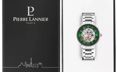Pierre Lannier Automatic 317B171 Montre Automatique Homme, Boîtier Acier 42 mm, Cadran Squelette Vert, Bracelet Acier Argenté 20 mm Femme PIERRE LANNIER