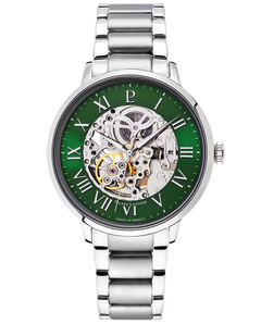 Pierre Lannier Automatic 317B171 Montre Automatique Homme, Boîtier Acier 42 mm, Cadran Squelette Vert, Bracelet Acier Argenté 20 mm Femme PIERRE LANNIER